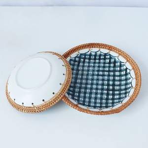 Handwoven Rattan Bohemian Vintage Retrto Round Storage <b>Jewellery</b> Makeup Skincare Box With Lid Made in Vietnam - Product Image 3