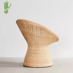 Fauteuil d'appoint pivotant moderne en rotin, fauteuil de loisirs en osier en forme de bol avec mousse à mémoire de forme, siège de salon tressé à la main pour hôtel et appartement - Product Image 3