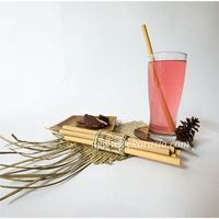 Ensemble de pailles en bambou bio avec anneau de serviette en Pandanus |   Pailles à boire 100% naturelles et durables pour les accessoires de bar de voyage modernes