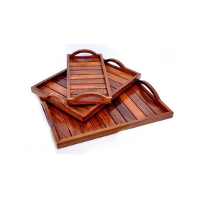 Juego de 3 bandejas de mesa de centro de madera para uso doméstico - Product Image 1