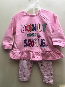 Haute qualité Original marque à manches longues décontracté coton col rond sweat ensemble pour filles tout-petits solide Bangladesh Stock Lot - Product Image 4