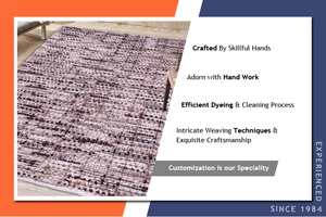 พรมผ้าฝ้ายปอกระเจาทอมือผ้าคอตตอนดีไซน์แอบสแตรกสไตล์ทันสมัยปักใช้ในสำนักงานปรับแต่งได้ - Product Image 2