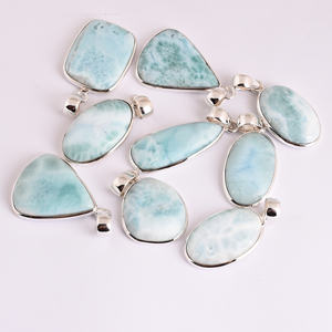 Colgantes de Larimar, diseño hecho a mano, regalo de plata 100% Natural, Plata de Ley 925 a la moda - Product Image 1