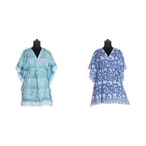 Caftan court pour filles Fabricant de vêtements pour femmes Kimono indien en coton Caftan long et court Robe Caftan imprimé bloc - Product Image 1