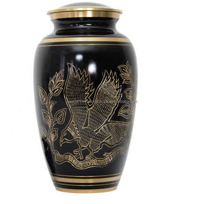 Urnes de crémation pour adultes en laiton de haute qualité avec une belle gravure urne de crémation en métal fini de couleur or et violet - Product Image 4