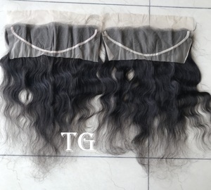 Extensiones de Cabello Humano Remy Virgen 100% Natural Camboyano al por Mayor, 13x4, Longitud Estirada, Ondulado Natural, Frontal de Encaje, Templo Indio - Product Image 2