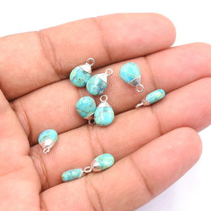 Kingman Block Turquoise 11 To 13 MM With Bail Drop Shape Silver Plated Pendant Gemstone Findings December Birthstone - Product Image 5