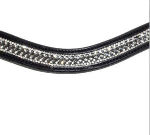 Banda de cuero negro italiano para cejas, banda de alta calidad con canal vacío para cejas, con cadena decorativa de cristal transparente en el interior - Product Image 1