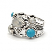 Fabricant de bijoux en argent sterling 925 personnalisé USA Europe Produit Expert Bague pierre de lune Bague turquoise