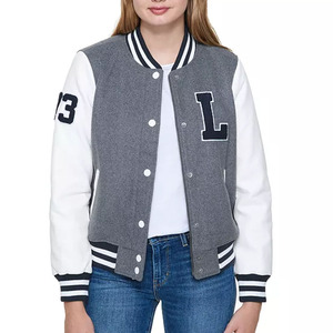 Chaqueta Varsity Personalizada para Mujer, Chaqueta Bomber de Béisbol de Lana y Cuero, OEM, Impermeable, Resistente al Viento, Ecológica, al por Mayor - Product Image 4