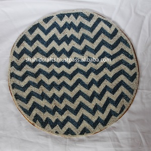 Handmade Modern White Plastic Round <b>Beaded</b> <b>Placemat</b> - Product Image 3