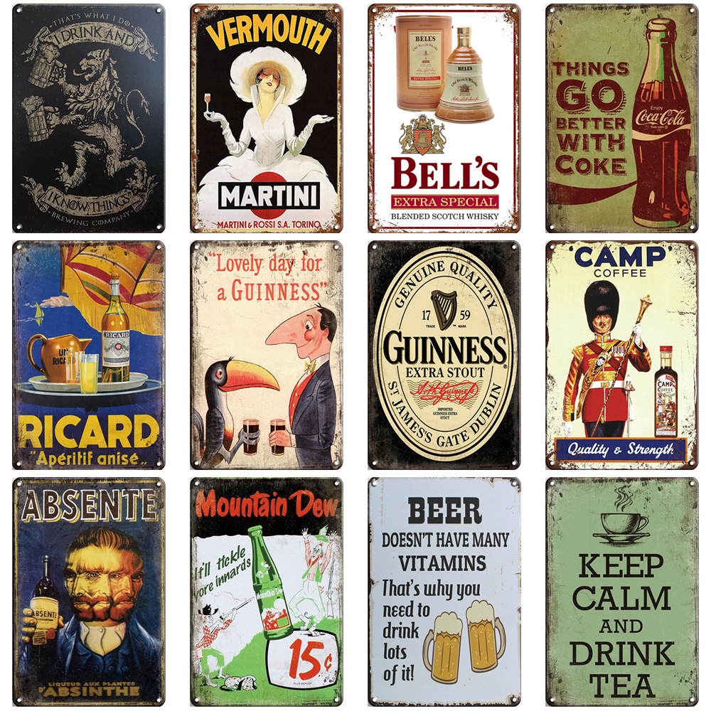 Vintage Metal Tin Signs for Bar, Cafe, Home & Garage – Retro 20cm