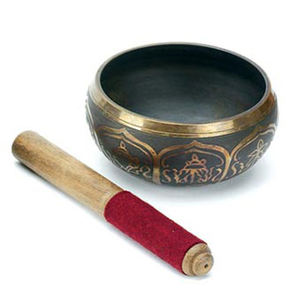 Cuenco Cantador Redondo de Latón con Textura Martillada, Chapado en Oro, Técnica Artesanal para Meditación y Sonido - Product Image 3