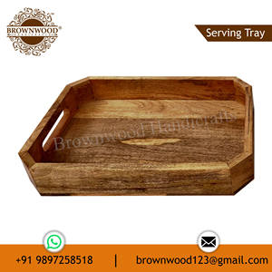 Plateau de service octogonal en bois fait à la main en gros meilleure qualité fabricant et exportateur de plateau polyvalent en bois - Product Image 3