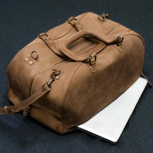 Bolso de viaje para hombre, bolsa de lona de piel auténtica vegana, sintética, personalizada, de tamaño grande - Product Image 3