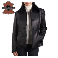 Veste Safari HLI de Marque Haut de Gamme en Peau de Mouton Matelassée Respirante Écologique Imperméable Coupe-Vent pour Filles Grande Taille Noir