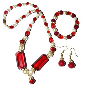 ผู้ผลิตสีแดงและเพิร์ลImmitationสร้อยคอ: สีแดงและเพิร์ลImmitationสร้อยคอขาย - Product Image 1