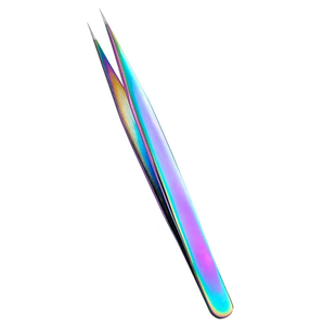 Ensemble de pinces à cils multicolores Plasma arc-en-ciel en acier inoxydable écologique avec volume droit incurvé coudé - Product Image 5