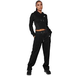 Pantalon de survêtement et sweat à capuche court pour femmes avec logo personnalisé Survêtement et survêtement de printemps - Product Image 1