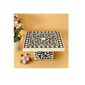 Soporte de pastel con incrustaciones de hueso moderno de alta calidad de fabricante indio para uso en decoración del hogar Fabricación de pastel con incrustaciones de hueso de la India - Product Image 1