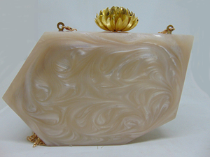 Flower decoration hexagonal Handmade Resin Acrylic Box Clutch with Pearly Surface <b>Handbag</b> - Product Image 3