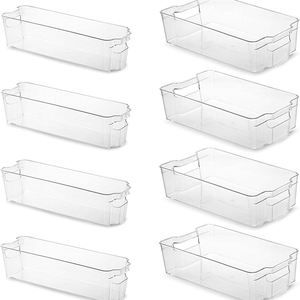 Transparent Plastic PET Kitchen Organizer Bins with Handles Square Pantry Cabinet &amp; Refrigerator Food Storage <strong>Containers</strong> - Product Image 3
