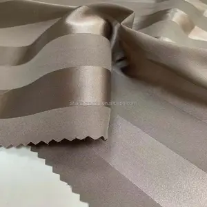 Shiny Polyester Spandex Elastic 2.4CM Stripe Jacquard Brocade Sateen Satin Stretchy Textured Satin Fabric For Pajamas Blouses