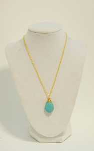 สร้อยคอลูกแพร์เทอร์ควอยส์แบบเหลี่ยมเพชรพลอยธรรมชาติยาว16 "ทำด้วยมือสร้อยคอสวยงาม92.5เงินสเตอร์ลิง - Product Image 5