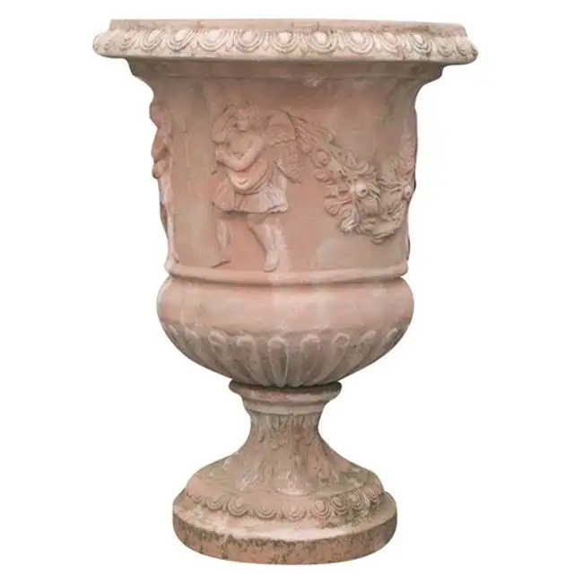 Лучшее качество и рифленная ваза ручной работы Терракотовая diam.48x68 см возраста плоский устойчив к морозам для розничной торговли