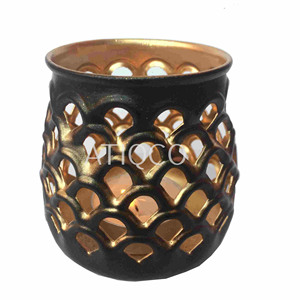 Portavelas Decorativo Atiqco de Hierro Verde Blanquecino con Iluminación para Decoración de Mesa en Bodas y Fiestas, Modelo 789146 - Product Image 4