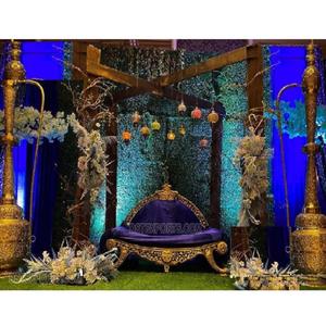 Canapé de scène de mariage moderne de style nigérian, nouveau design en bois de luxe, taille personnalisée, couleur personnalisée, décoration de canapé de mariage - Product Image 1