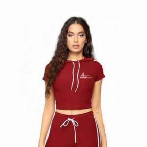 Top Selling Women's Tracksuits Pullover <b>Crop</b> Hoodies With <b>Jogger</b> Pants - Product Image 1