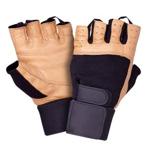 Guantes de levantamiento de pesas con agarre de cuero negro para hombre, guantes lisos de protección para gimnasio - Product Image 5