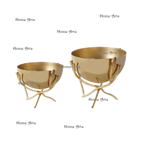 Juego de 2 Tazones de Latón para Servir Alimentos con Soporte, Diseño Moderno, Forma Redonda, Tazón Decorativo para Aperitivos en Venta - Product Image 6