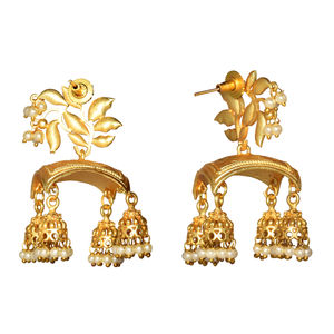 Trending handmade light <b>weight</b> stud <b>hoop</b> Brass jhumka Earrings for girls and women - Product Image 3