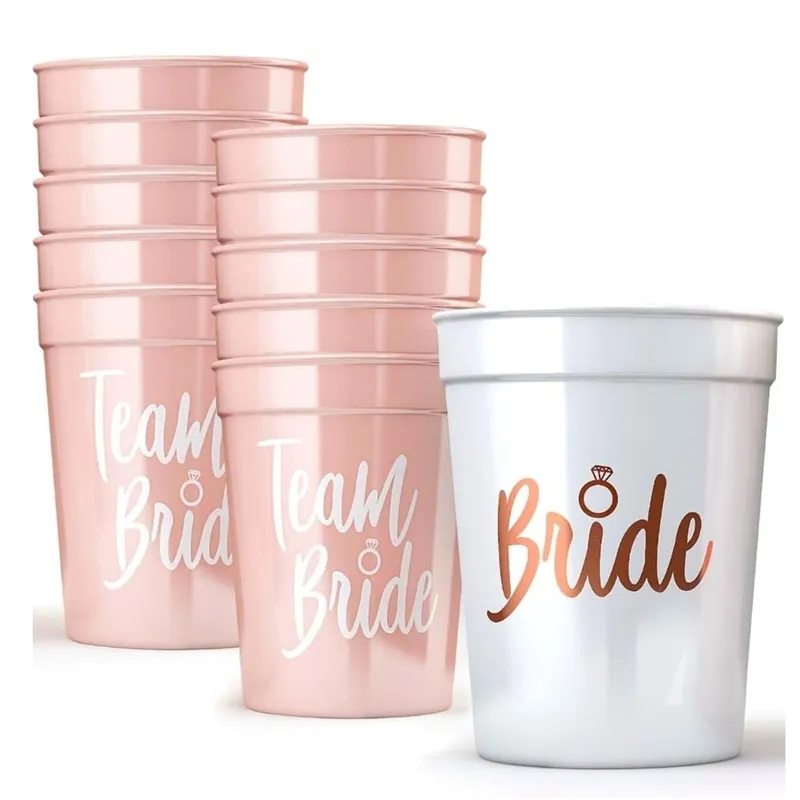 Bridal Shower Decorations Bride & Team Bride Bachelorette Party Cups (11 Pack) for the Bride Tribe