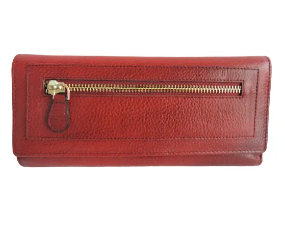 Genuine red leather designer beautiful ladies small hand-held leather wallet purse card solt wallet