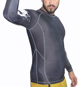 Camiseta de Compresión Sublimada con Logotipo Personalizado UV BJJ MMA, Camiseta de Manga Larga para Surf y Gimnasio, Poliéster/Nailon, Diseño OEM Unisex HMS - Product Image 4