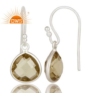 Boucles d'oreilles pendantes en argent fin pour femme, fabrication de bijoux, accessoires en topaze, citron naturel, pierre précieuse, 925g - Product Image 2