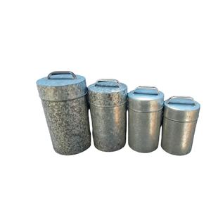 ชุดภาชนะเก็บอาหารชุบสังกะสีทรงกลม4ชิ้นที่มีสไตล์เหมาะสำหรับเครื่องครัวที่เก็บของในร้านอาหารและของตกแต่งบ้าน - Product Image 1