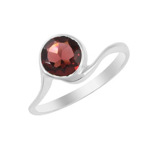 S925 Sterling <b>Silver</b> Fine Dainty Band Red <b>Garnet</b> Natural Faceted Round Gemstone Wedding <b>Ring</b> Jewelry Best Wholesale Manufacturer - Product Image 1