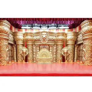 Grand Sri Lankaanse Bruiloft Maharaja Stage Zuid Indiase Bruiloft Fiber Kroon Stage Set Royal Podium Decoratie Voor Tamilian Bruiloften