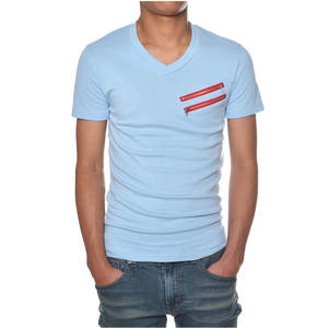 Camiseta básica con cuello en V para hombre, Camiseta de algodón suave y ligera, camiseta blanca de algodón con cuello en V transpirable con servicios OEM - Product Image 4
