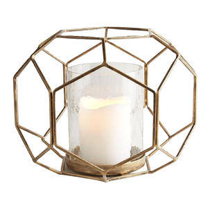 Portavelas de acabado chapado en oro para soporte de luz de vela Material de hierro votivo vela geométrica votiva para puerta - Product Image 1