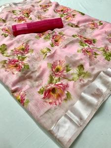 Diseñador Banarasi Saree con blusa Surat Material para fiestas Bollywood indio seda Sari blusa ropa Torque Color mayorista - Product Image 4