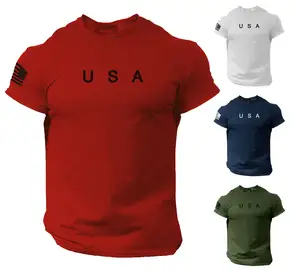 Maglietta da uomo bandiera USA maglietta americana patriottica palestra 100% cotone maglietta di alta qualità a prezzi ragionevoli