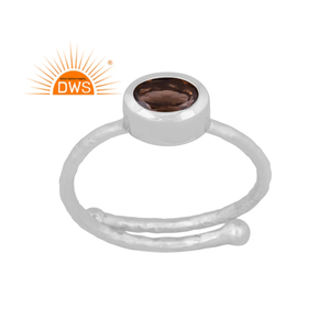 Hot Selling 925 Fine Sterling Silver Natural Smoky <b>Quartz</b> Gemstone Stackable <b>Ring</b> Jewelry Manufacturer - Product Image 1