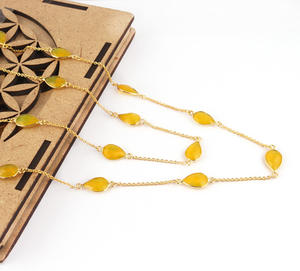 Single Color Bezel Multi Station <b>Necklace</b> Yellow Quartz Handmade Chain <b>Necklace</b> Bezel Set 18k Gold Plating Double <b>Layer</b> <b>Necklace</b> - Product Image 3