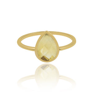 Joyería de anillo de piedras preciosas citrino natural de Plata de Ley 925 chapado en oro de moda - Product Image 3