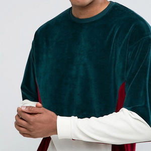 Sudadera de terciopelo personalizada de alta calidad con bloque de Color Unisex para hombre, sudadera lisa de gran tamaño con hombros caídos, sudadera para hombre - Product Image 5